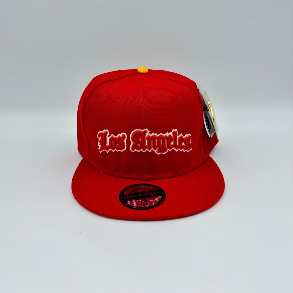 Headgear Classics Los Angeles KB 24 Red Fitted Hat 7 3/4 Dedication Quote Cap